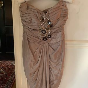 Bebe Short Pewter/Taupe  Colored Beaded Dress